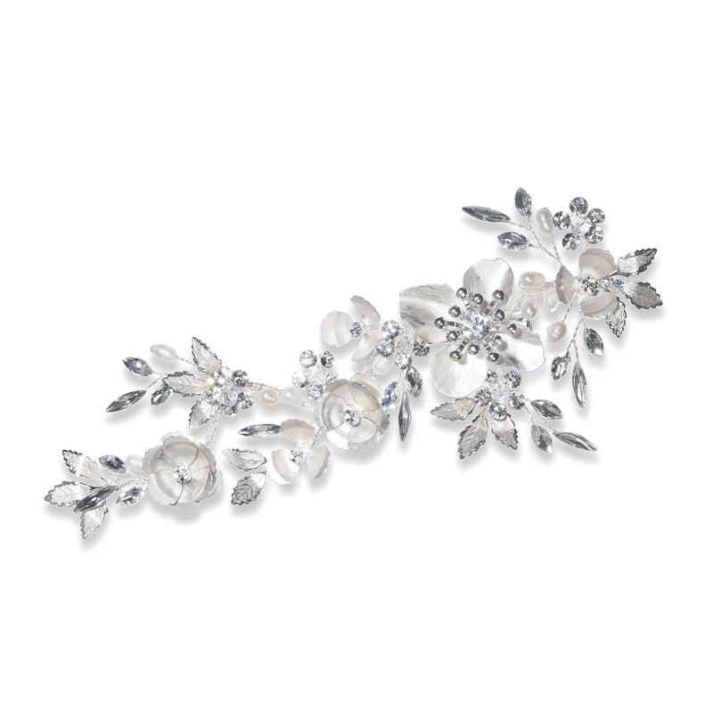 Alpine crystal and pearl enamelled floral hair clip - Liberty in Love