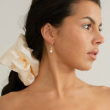 Alta pearl drop hook earrings (silver)