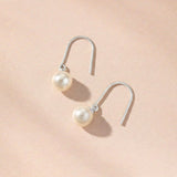 Alta pearl drop hook earrings (silver)