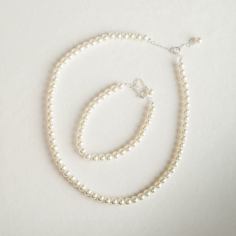Alta pearl necklace and bracelet set (silver) - Liberty in Love