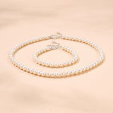 Alta pearl necklace and bracelet set (silver)