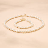 Alta pearl necklace and bracelet set (gold)