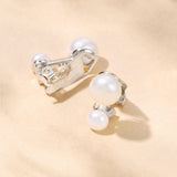 Amalfi double pearl clip-on earrings (silver)