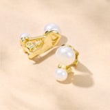 Amalfi double pearl clip-on earrings (gold)