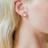 Amalfi double pearl clip-on earrings (gold)