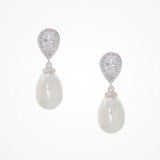 Ambrosia CZ and teardrop pearl earrings (silver)