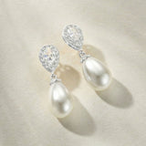 Ambrosia CZ and teardrop pearl earrings (silver)