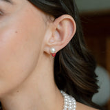 Amour red heart zirconia and pearl earrings (silver)