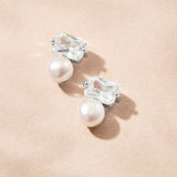 Arden emerald-cut crystal & pearl stud earrings (silver)