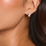 Arden emerald-cut crystal & pearl stud earrings (gold)