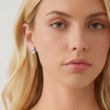 Ascot emerald cut zirconia stud earrings (silver)