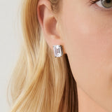 Ascot emerald cut zirconia stud earrings (silver)