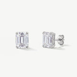 Ascot emerald cut zirconia stud earrings (silver)