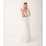 Autumn leafy lace edge long veil