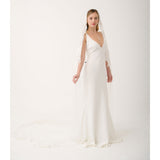 Autumn leafy lace edge long veil