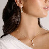 Avery crystal and pearl drop earrings (gold)