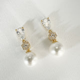 Avery crystal and pearl drop earrings