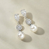 Avery halo crystal and pearl drop earrings