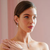 Avery halo crystal and pearl drop earrings  (silver plated, light silver)