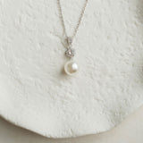 Avery pavé crystal pearl pendant necklace (silver, rhodium-plated)
