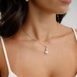Avery pavé crystal pearl pendant necklace (silver, rhodium-plated)