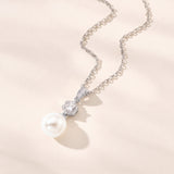 Avery pavé crystal pearl pendant necklace (silver, rhodium-plated)