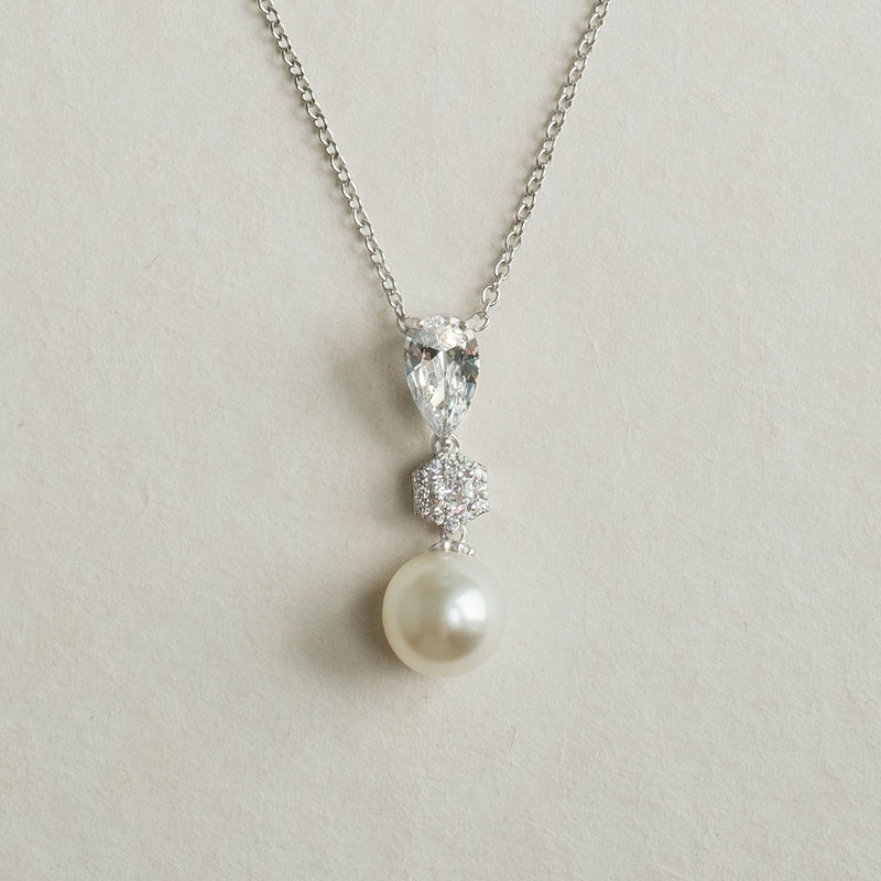 Avery pear crystal pearl pendant necklace - Liberty in Love