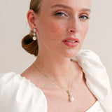 Avery crystal and pearl drop earrings (gold)