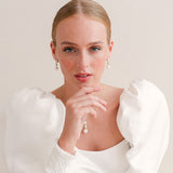 Avery crystal and pearl drop earrings (gold)