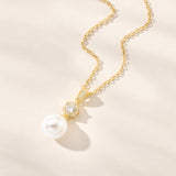 Avery pavé crystal pearl pendant necklace (gold)