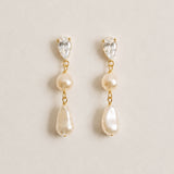 Avrie long drop baroque pearl earrings (gold)