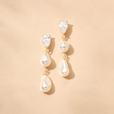 Avrie long drop baroque pearl earrings (gold)