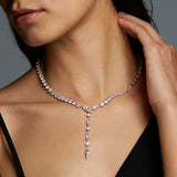 Beatrix asymmetrical CZ Y necklace (silver)