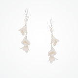 Bellflower pearl drop chain earrings (silver)