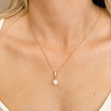 Berwick zirconia and pearl pendant necklace (gold) - Liberty in Love