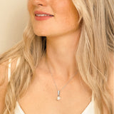 Berwick zirconia and pearl pendant necklace (silver)