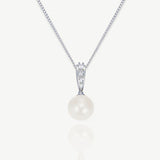 Berwick zirconia and pearl pendant necklace (silver)