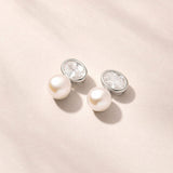 Bianca oval crystal and pearl earrings (silver)