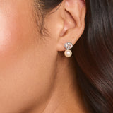 Bianca oval crystal and pearl earrings (silver)