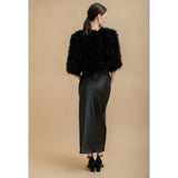 Black cropped feather bridal jacket - Liberty in Love