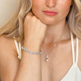 Boston crystal and pearl leaves bracelet (silver) - Liberty in Love
