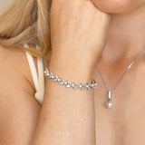 Boston crystal and pearl leaves bracelet (silver) - Liberty in Love