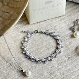 Boston crystal and pearl leaves bracelet (silver) - Liberty in Love