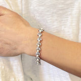 Boston crystal and pearl leaves bracelet (silver) - Liberty in Love