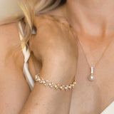 Boston crystal and pearl leaves bracelet (gold) - Liberty in Love