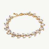 Boston crystal and pearl leaves bracelet (gold) - Liberty in Love