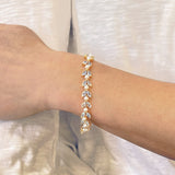 Boston crystal and pearl leaves bracelet (gold) - Liberty in Love