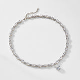 CZ pear drop necklace (silver)