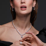 CZ pear drop necklace (silver)