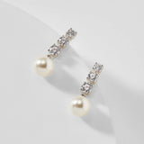 Camila pearl and zirconia drop earrings (silver)